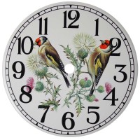 Ceramic Clock Gold Finch Arabic Face